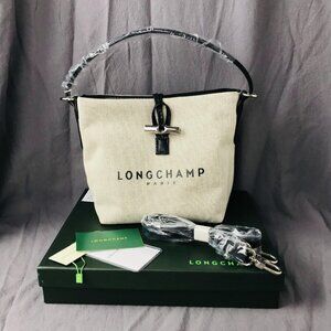 NWT Longchamp Essential Toile Bucket Bag